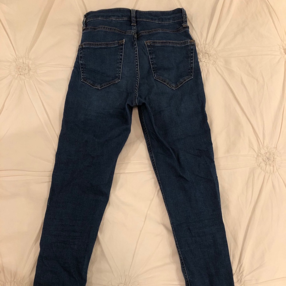 Topshop Jamie Moto High Waisted Dark Wash Jeans - Picture 2 of 3